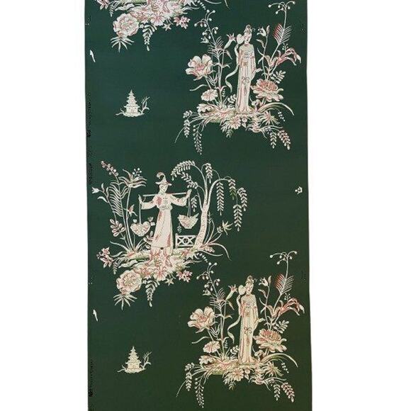 Vintage Roll 50s Wallpaper Thomas Strahan Chinoiserie Mid Century Union Made NEW - Picture 2 of 9
